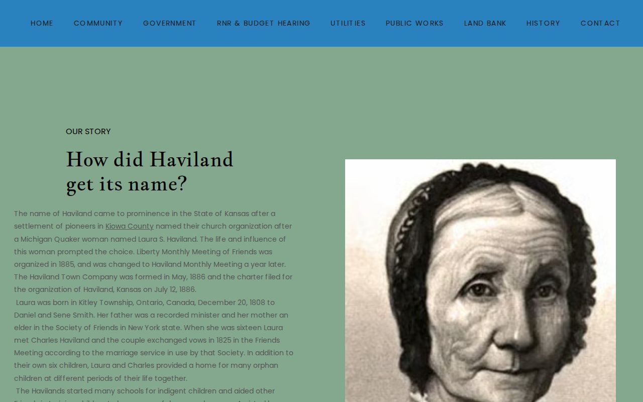 Haviland court records city name and charter history