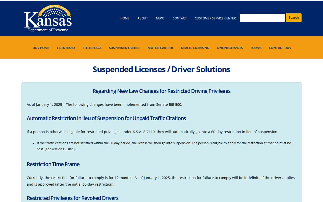 Kansas Driver Solutions guidance for restricted and suspended driving privileges