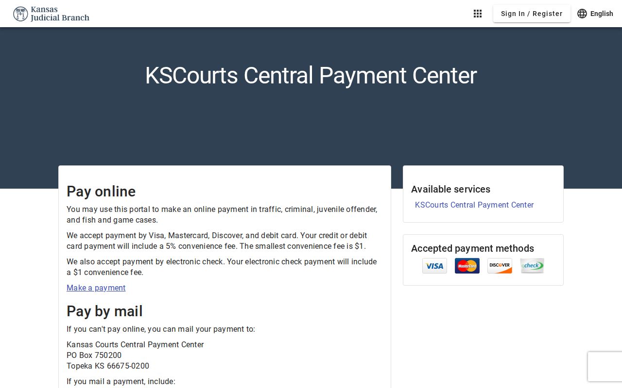 Kansas centralized state citation payment center