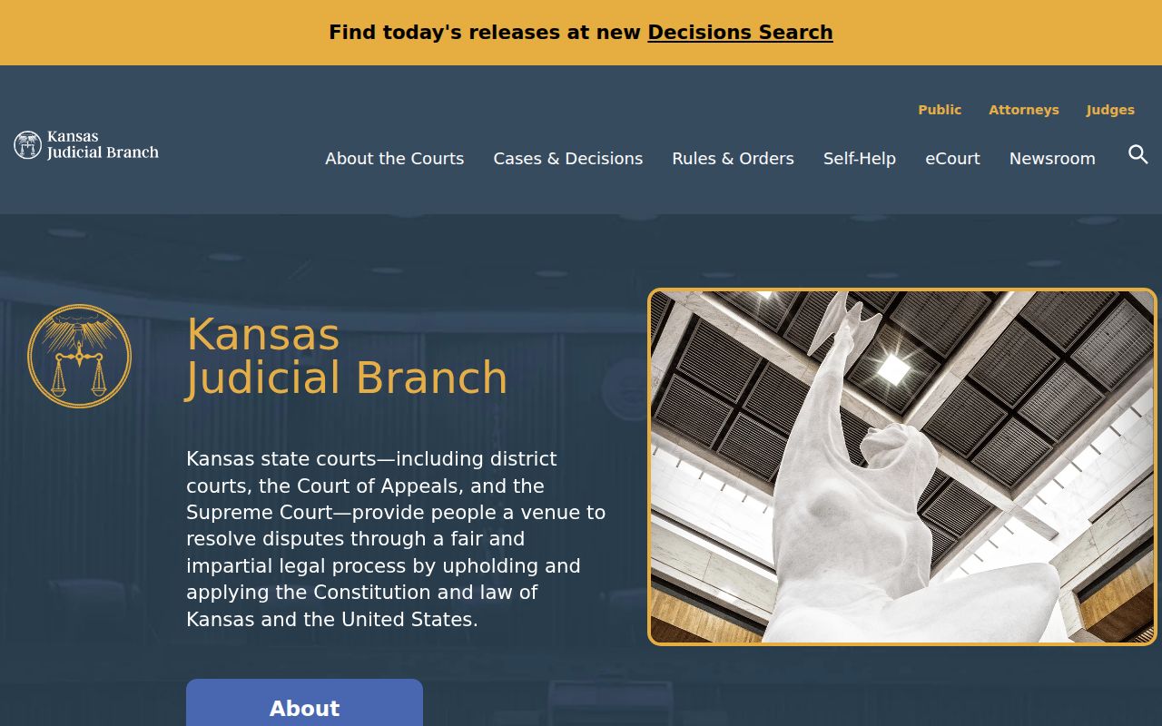 Kansas Judicial Branch home page for Kiowa County court research